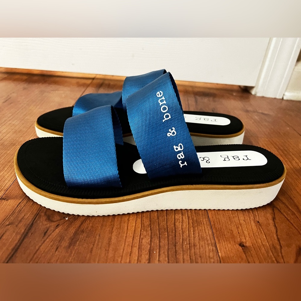 RAG & BONE MILA SLIP ON SANDALS IN COLBALT SIZE 39